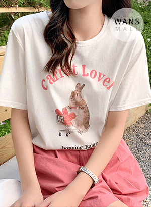 [만원의행복] 러브래빗 프린팅 반팔 티셔츠